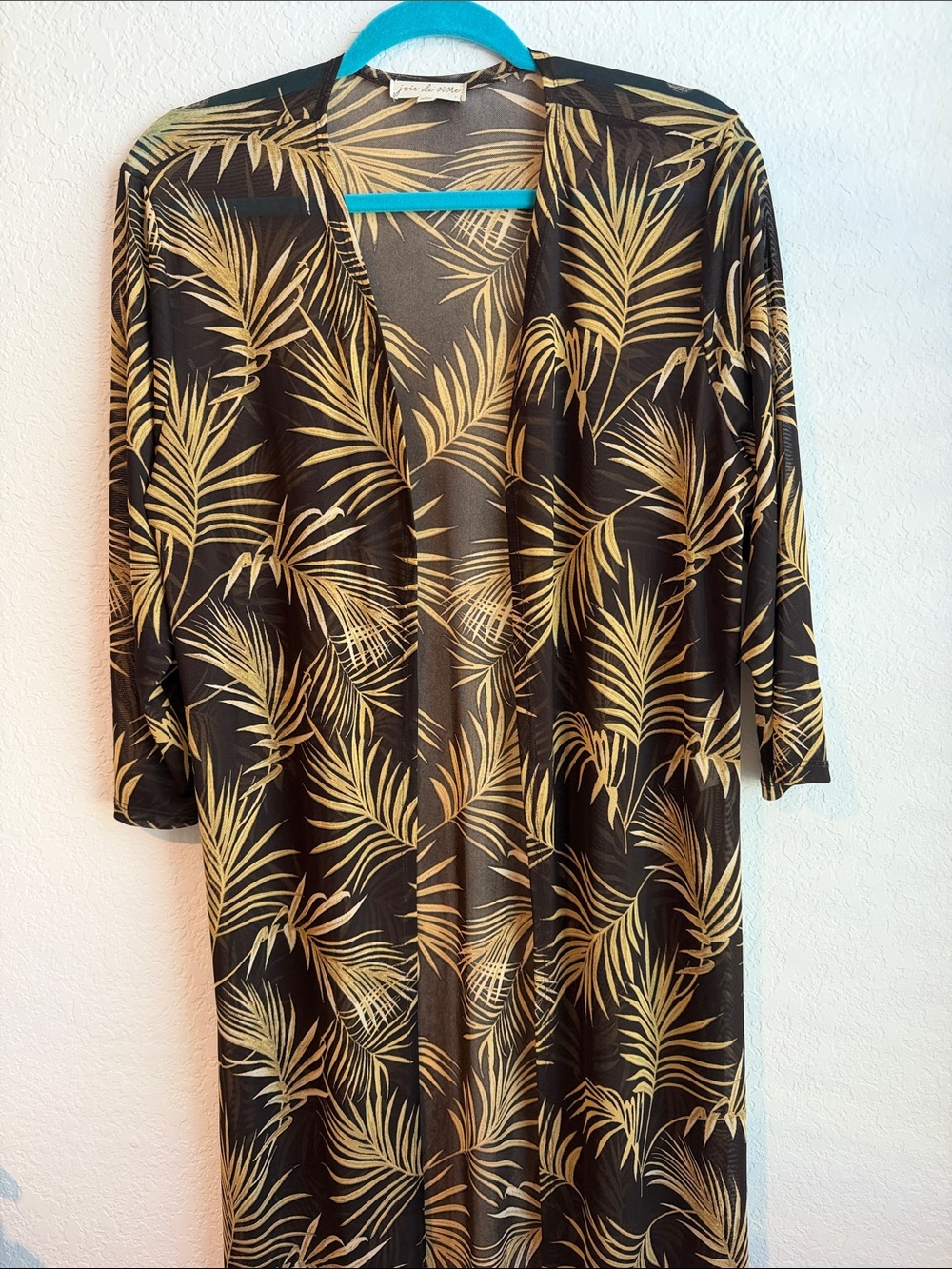 Sheer Mesh Swim Coverup with Palm Print